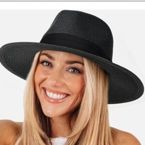 Elegant Black Wide-Brim Hat for Women